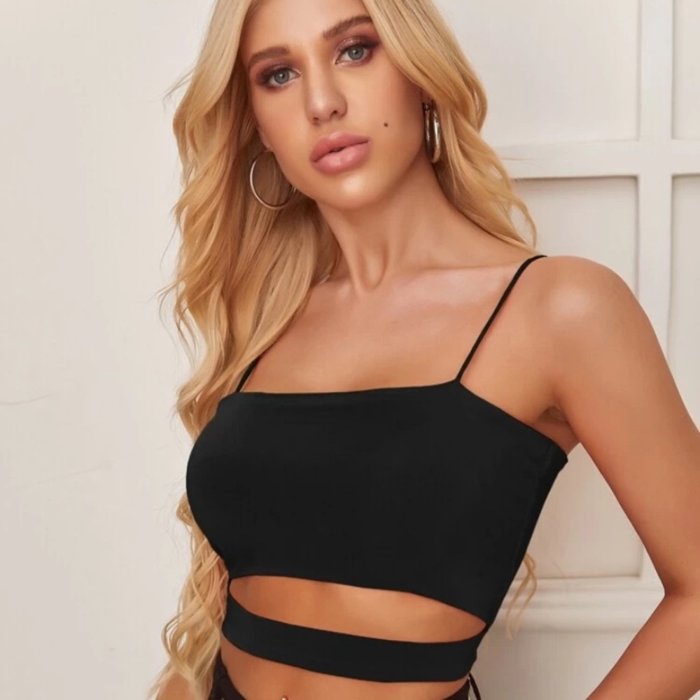 NWOT Black Cropped Tank Top